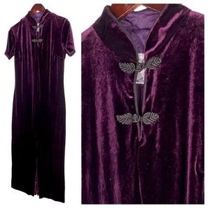 Vtg 90s Dressing Clio Midi Maxi Dress Medium 8 10 Velvet Velour Purple Elegant